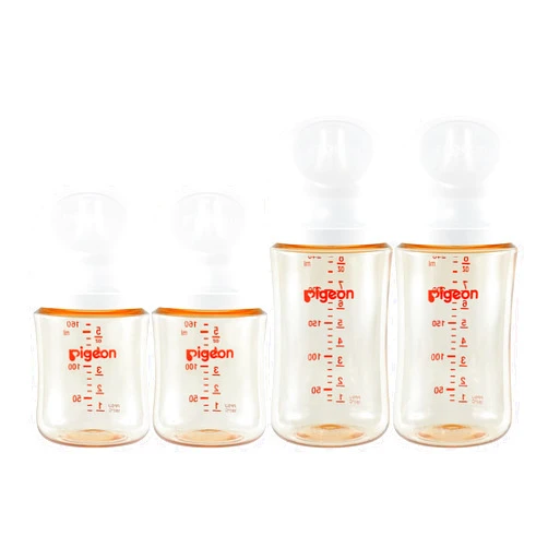 Pigeon PPSU Nursing Baby Bottle Wide Neck(Pack of 4), Streamlined Body, Natural Feel, Easy to Clean, Heat-Resistant, 5.4Oz and 8.1 Oz