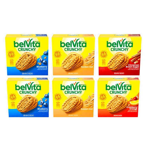 belVita Breakfast Bars Biscuits Variety Pack, 4 Flavors, 30 Total Packs, 6 Boxes (4 Biscuits Per Pack)