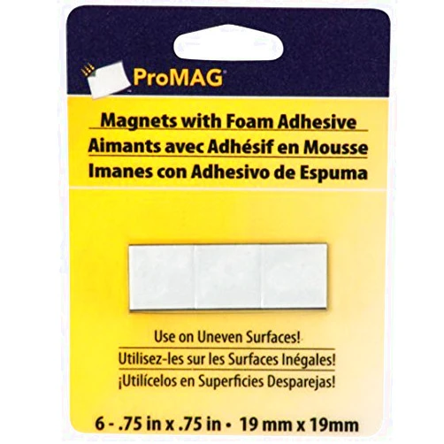 ProMag Adhesive Magnetic Squares - 3/4