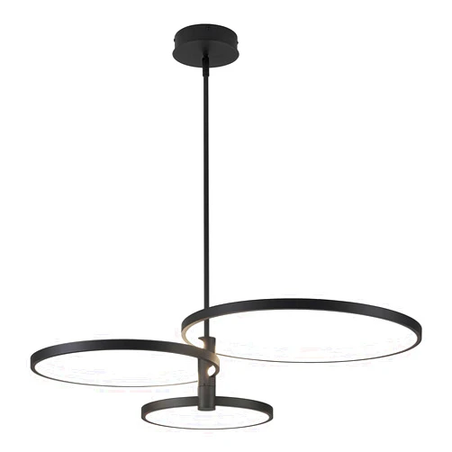 AIRYPHANT Modern 3 Rings LED Chandelier, Black 55W Remote Control Ceiling Hanging Pendant Lamp for Dining Room Living Room Kitchen Island