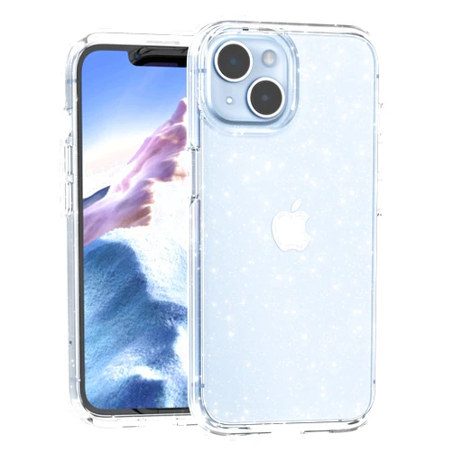 SPESTHOR Case for iPhone 15, Glitter Sparkle Bling Shockproof Protective Phone Cases for Women Girls, 6.1 Inch, Glitter Clear