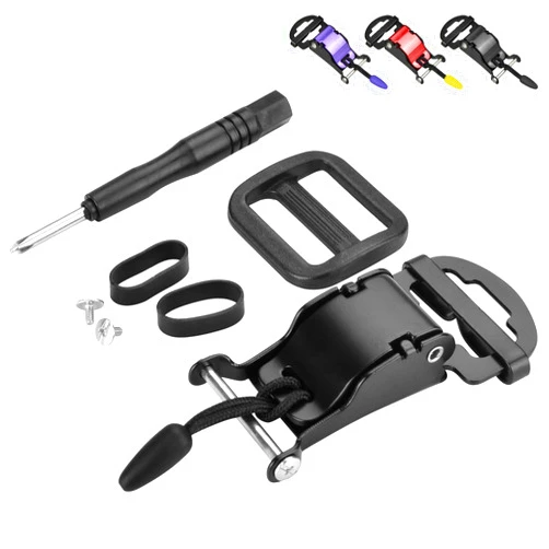 Lamborsafe Helmet Quick Release Buckle Kit, Motorcycle Helmet Chin Strap Clip for Full Face, 3/4, Half Helmets With D-rings, Fast Release Fasteners Made by Safe Ratcheted Stainless Steel(Black)