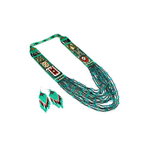 Weavish Layered Beaded Necklace – Boho Native Handmade Seed Bead Tassel Necklace, Bohemian Large Statement Beaded Necklace for Women (Multicolor)