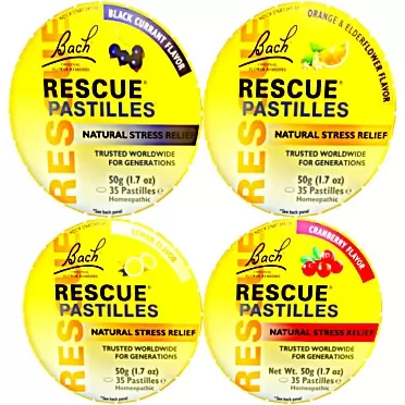 RESCUE Bach Pastilles Variety Pack Natural Stress Relief Lozenges, Homeopathic Flower Essence, Vegetarian, Gluten and Sugar-Free, 4-Pack Multi Flavor 4 Count (NEW)
