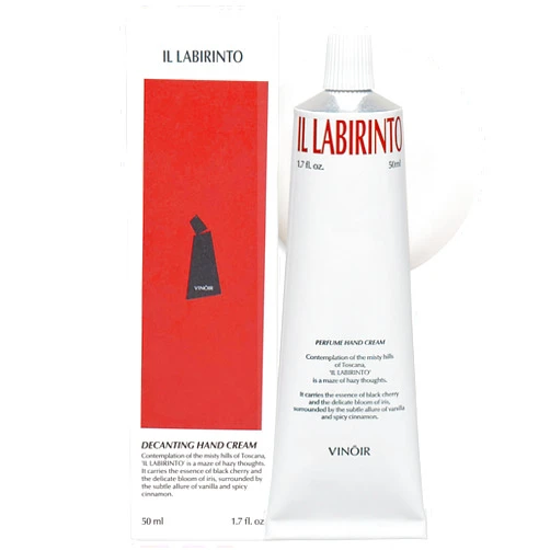 VINOIR Decanting Hand Cream IL LABIRINTO - Long Lasting Perfumed Hand Moisturizer for Rough Skin - Soft & Smooth Hands - Black Cherry, Iris and Cinnamon Scent, 1.7oz.