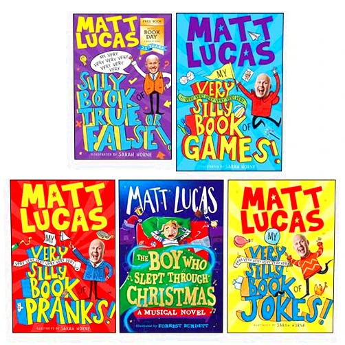 Matt Lucas 5 Books Collection Set (The Boy Who Slept Through Christmas [Hardcover], My Very Very Very Very Very Very Very Silly Book of Jokes, Games, Pranks, True or False)