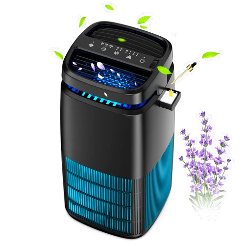POMORON 4-in-1 Air Purifiers for Home, Air Ionizer Negative Ion Generator, Efficient HEPA Filter, UV, Remove 99.97% Particles such as Pollen Smoke Pet Dander Air Cleaner for Bedroom, MJ002H, Black