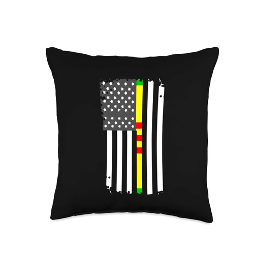 BoredKoalas Veteran Throw Pillow Gifts Military Award Ribbon Bar American Flag Pride Soldier Gift Throw Pillow, 16x16, Multicolor