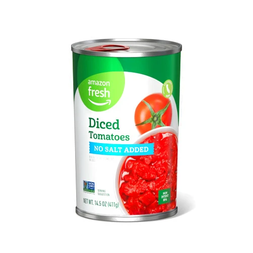 Amazon Fresh, Diced Tomatoes, No Salt Added, 14.5 Oz (Previously Happy Belly, Packaging May Vary)