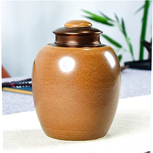 ZJIAQ-TEABOX Enamel Storage Jar/jessie Loose Tea Tin Tea Storage Tea Caddy Tea Canister Tea Storage Container Tins Jar With Airtight Lid;Kitchen Storage Jar For Storage Of Tea Spice-Sand Gold ( Color : Brown )