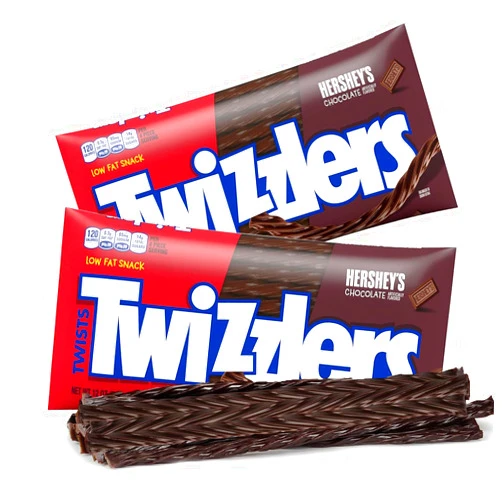 Taboom Chocolate Licorice Candy Twists Full Size - Chocolate Flavored Candy Sticks Soft and Chewy Sweet Candy For Party Savors, Snacks & Treats (2 Pack)