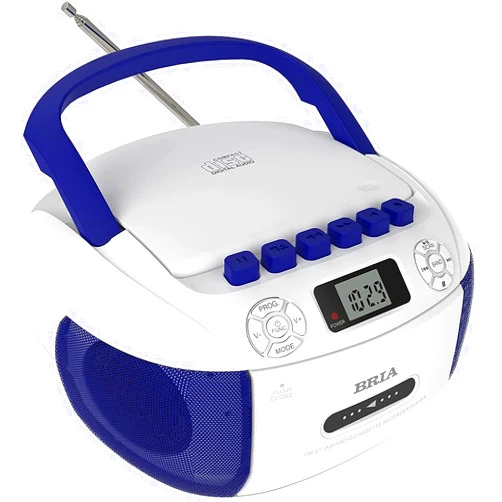 BRIA PB277 Stereo Portable CD/Cassette Home Audio AM/FM Radio Boombox with Bluetooth, Aux, Headphone Jack, Cassette Recorder, MP3 CD, and MP3 USB Playback