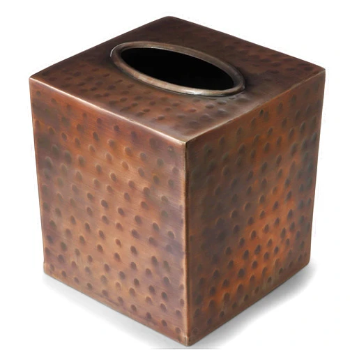 Monarch Abode Hand Hammered Tissue Box Cover Square, Antique Copper Tissue Holder for Bathroom, Square Metal Dresser Accessories for Home & Office, Decorative Tissue Box Holder, Antique Copper Finish