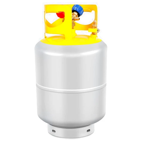 Cuilvu Refrigerant Recovery Tank 50LB with 1/4 SAE Y-Valve Reusable Cylinder Tank Without Float Switch Gray Yellow for R134A/R410A/R22