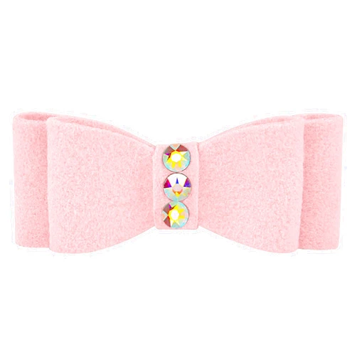 SUSAN LANCI DESIGNS Premium Ultrasuede Hair Bow for Dogs and Pets, Puppy Pink, Teacup