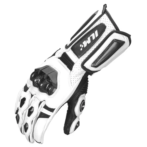 ILM Air Flow Leather Motorcycle Gloves for Men and Women Model-GRC01L (L, White-Long)