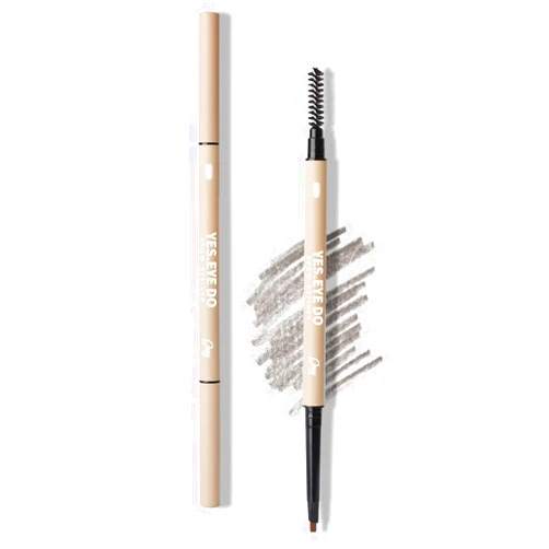 YES.EYE DO Grey Eyebrow Pencil for Older Women Soft, Retractable Gray Eyebrow Pencil with Spoolie, Ultra Fine Brow Pencil for Gray Hair with hair like strokes, Long-lastin, Waterproof, Grey, YES.EYE DO