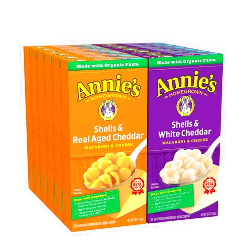 Annie’s Annie's Organic Macaroni and Cheese Variety Pack, Shells & White Cheddar and Shells & Real Aged Cheddar, 6 oz (Pack of 12)