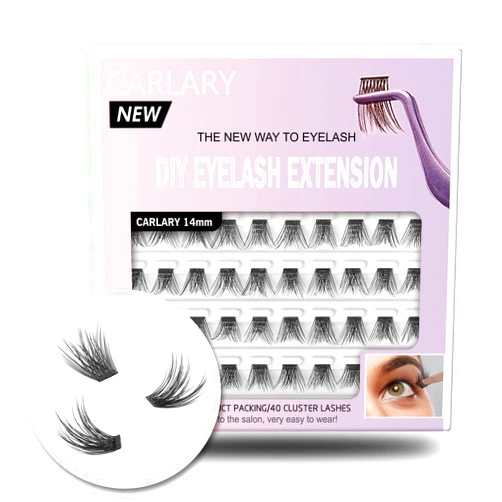 WONSIS DIY Eyelash Extension, Individual Lashes, 3D Effect Reusable 40 Cluster Lashes, C Curl Fluffy Wispy Individual Eyelash Clusters for Home Eyelash Extensions (Fluffy-14mm)