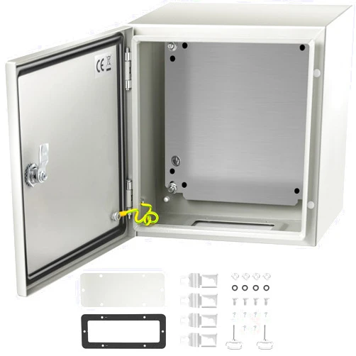 VEVOR NEMA Steel Enclosure 12×12×8,NEMA 4X Steel Electrical Box,IP66 Waterproof & Dustproof,Outdoor/Indoor Electrical Junction Box,with Mounting Plate