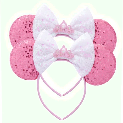 SynoRiver 2 Pcs Mouse Ears Headband, Mouse Ears Sequin Bow Headbands for Women Girls, Cosplay Accessories Party Decorations