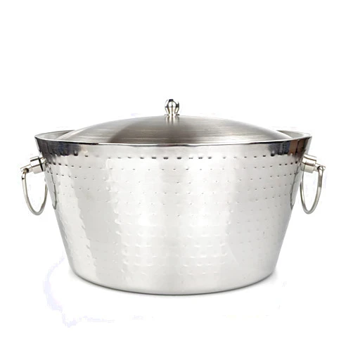 BREKX Insulated Stainless Steel Large Ice Bucket with Lid for Parties - Anchored Double-Walled Champagne Bucket for Extended Chill - Includes Lid for Extra Insulation - New 2024/2025