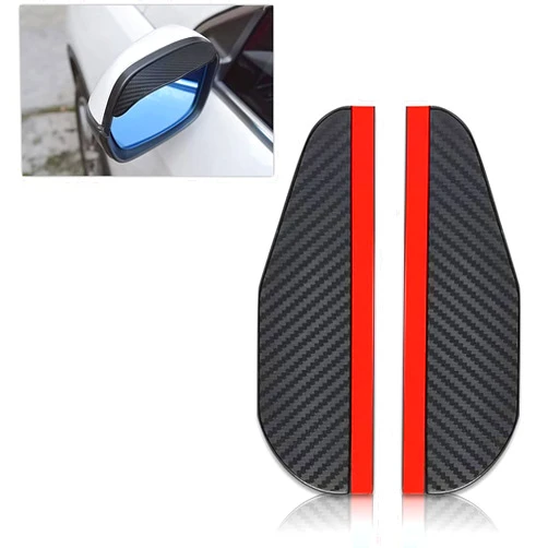 Slykew Pack-2 Car Rear View Mirror Rain Eyebrows, 6.8 Inches x 2.2 Inches Side Mirror Rain Guards, Automobile Mirror Protection Shields, Universal for Most Cars, SUVs and Vans (Carbon Fiber Black)