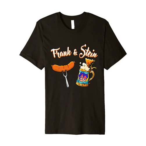 Oktoberfest German Bavarian Costume Gift Frank & Stein Oktoberfest Funny Bratwurst Beer German Food Premium T-Shirt