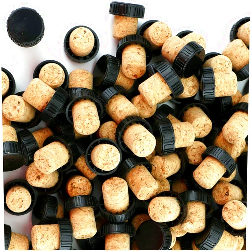 Foraineam 120 Pieces 20mm Agglomerated Tasting Cork, T-Shape Wine Corks with Black Plastic Top