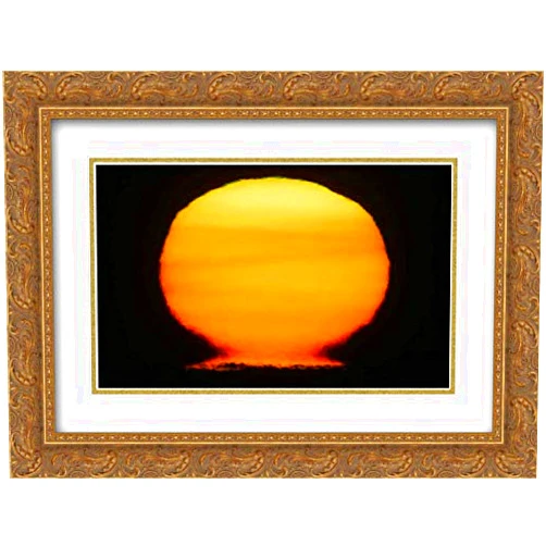 ArtDirect Morris, Arthur 18x15 Gold Ornate Framed and Double Matted Museum Art Print Titled AK, Homer Sun at sunset distorted