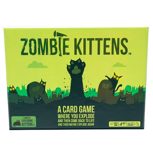 Exploding Kittens LLC Exploding Kittens Presents Zombie Kittens - Fun Family Card Games for Adults Teens & Kids for Night Entertainment, 2-5 Players - Ages 7 and Up - 61 Cards