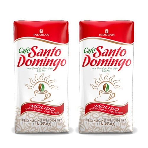 Café Santo Domingo INDUBAN Café Santo Domingo, 16 oz Bag, Ground Coffee, Medium Roast - Product from the Dominican Republic (Pack of 2)