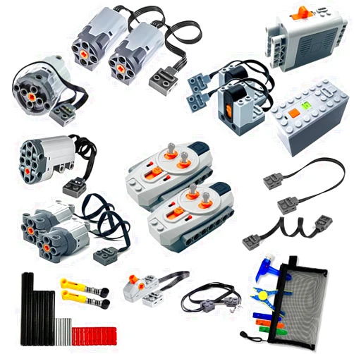 YUN.arbor 42Pcs Power Function Kit Set Motor Battery Infrared-Remote-Control Receiver Train AdjustableIR Remote Control, Motor Power Change Parts Compatible with mainbrands Technic-Parts