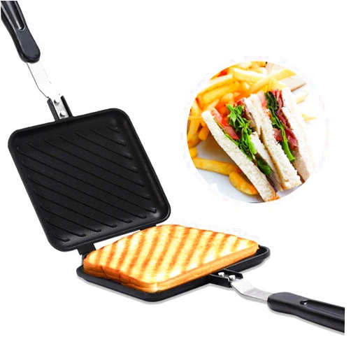 plplaaoo Breakfast Sandwich Maker,Grilled Cheese Maker,Sandwich Toaster Double Sided Pan,Sandwich Pan Breakfast Double Sided Frying Pan Flat Bottom Nonstick Sandwich Panini Maker Pan Pattern Grid