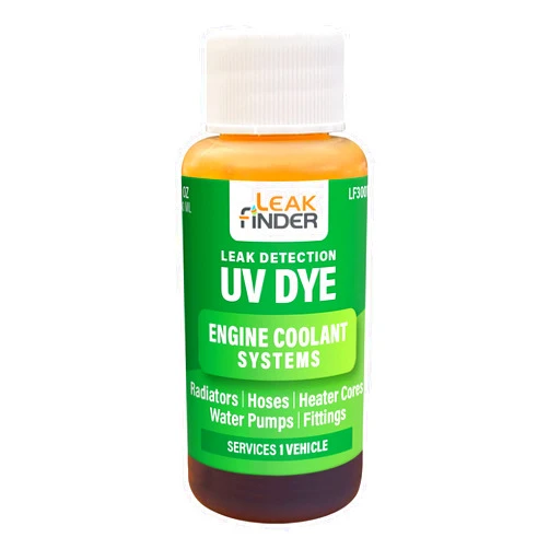 LEAKFINDER LF3001 Automotive Engine Coolant Leak Detection Dye, Services Radiators, Hoses, Heater Cores, Water Pumps, (6) 1oz Ultraviolet Fluorescent Dye Bottles, Made in USA