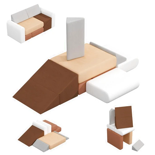 BanaSuper 7-Piece Kids Climbing Foam Blocks Playset - Foldable Convertible Climber into Sofa & Play Couch for Toddlers - Soft Climbing Foam Toys for Creative Boys & Girls