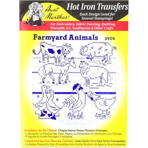 Aunt Martha's Farm Animals Aunt Martha's Hot Iron Cross Stitch Embroidery Transfer