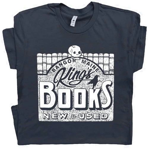 Shirtmandude T-Shirts King Book Store Shirt Cool Occult Tshirts HP Lovecraft Gothic Horror Weird Graphic Tee Emo Stephen Novel Edgar Allan Poe