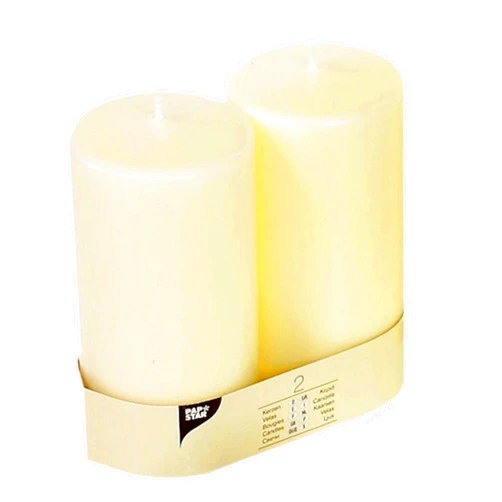 Papstar 2x Pillar Candles Ø 80 x 150 mm Ivory