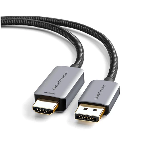 CableCreation Active DP to HDMI Cable HDR 4K@60Hz 2K@144Hz 1080P@144Hz, 8FT Unidirectional DisplayPort to HDMI Monitor Cable, DP 1.4 to HDMI 4K Braided, Support Eyefinity Multi-Display, Aluminum