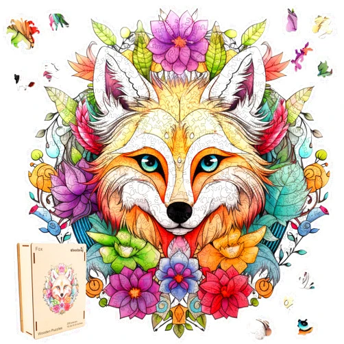 Qiuenisray Wooden Puzzles for Adults,Fox Wooden Jigsaw Puzzles 200pcs,10.9X10.4inch,Medium,Unique Shape Animal Adult Puzzles,Irregular Wood Puzzles Creative Gift for Adults and Kids Family Game