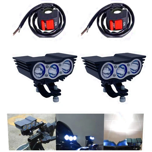 GOODKSSOP 2pcs Owl Style Super Bright 30W LED Light Handlebar Auxiliary Motorcycle Headlight Work Driving Fog Spot Lamp, Universal for Car Offroad ATV Truck Electric Vehicle Bike