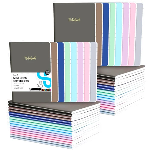 Koogel 32PCS Mini Notebooks Bulk, Lined Pocket Notebooks 3.5 x 5 Inch Colorful Notepads Journals 8 Colors for Students Traveler School Supplies Office