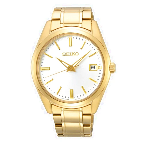 Seiko Men's Essentials Steel Two Tone Japanese Quartz With Gold Strap (Model: SUR314)