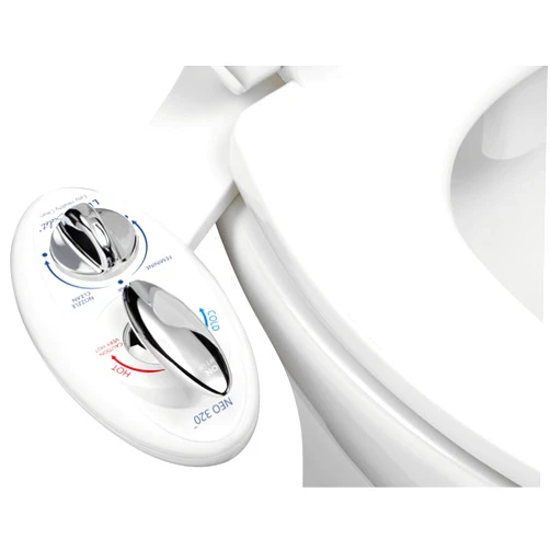 LUXE Bidet NEO 320 - Hot and Cold Water, Self-Cleaning, Dual Nozzle, Non-Electric Bidet Attachment for Toilet Seat, Adjustable Water Pressure, Rear and Feminine Wash, Lever Control (White)