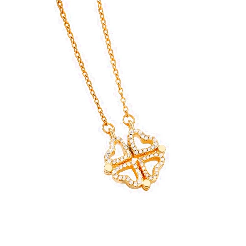 DAIHAITECH Magnitic Four-Leaf Heart Pendant Necklace For Women Stainless Steel Long Chains Necklaces Lucky Aesthetic Jewelry Collier
