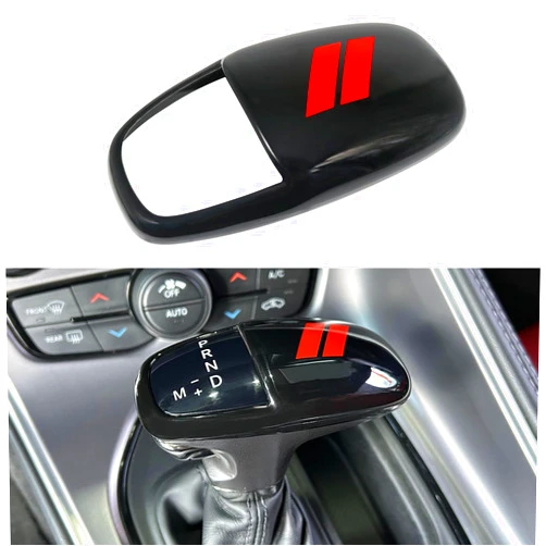 REMOCH Gear Shift Knob Head Cover for Dodge Charger Challenger Accessories 2015-2023 2024 Durango 2016-2024 ABS Interior Shell Insert Decoration Protector (Red Trim)