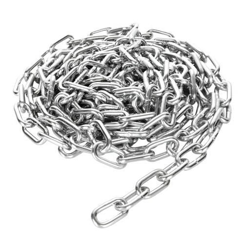 WOPPLXY 19.6ft (6 m) Length Galvanized Steel Chain, 0.23 Inch(6 mm) Heavy Duty Coil Chain, Stainless Steel Link Chain for Home Outdoor Fence Gate, Garage Doors, Swing Chain, Bicycle Security Lock