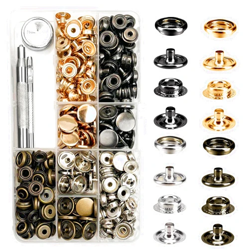 GTAAOY 320PCS Stainless Steel Snaps, GTAAOY Snap Fasteners Kit, 15mm Heavy Duty Snap Button Press Stud Cap for Clothes Bag Leather Boat Canvas (80SET/4 Color)