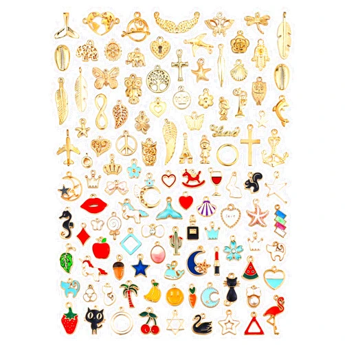 JIALEEY 110Pcs Assorted Gold Plated Enamel Pendants Charms for Jewelry Making Necklace Bracelet Craft Supplies